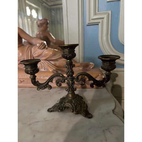 Vintage Italian Candelabra, 3 Lights Candle Holder From Loire Valley - Picture 3 of 3